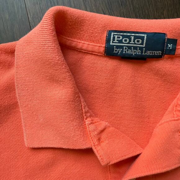 Vintage Polo by Ralph Lauren Coral Orange Polo Shirt Men’s M USA Made - Picture 6 of 9